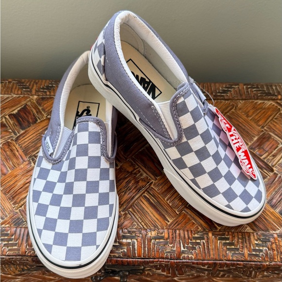 Vans Unisex Checkered Slip-On Shoes - Gray and White size 5 women/3.5 men NWT - Picture 1 of 5